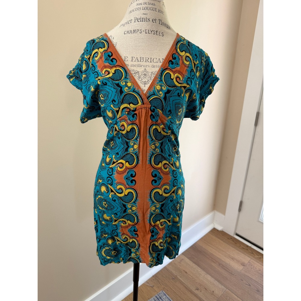 Angie Women's Teal/Rust Tunic Size L